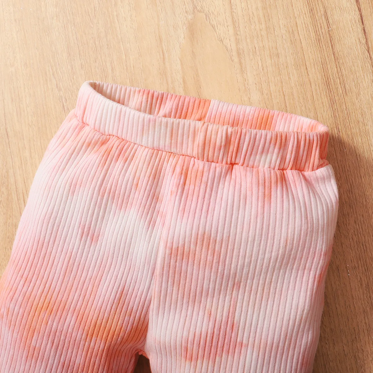 2-piece Toddler Girl/Boy Tie Dye Long-sleeve Ribbed Henley Shirt and Elasticized Pants Set