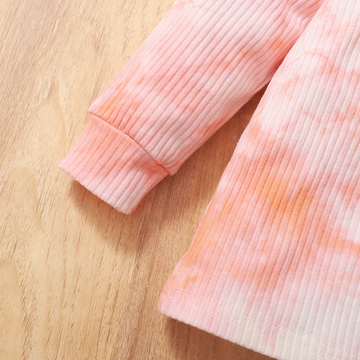 2-piece Toddler Girl/Boy Tie Dye Long-sleeve Ribbed Henley Shirt and Elasticized Pants Set