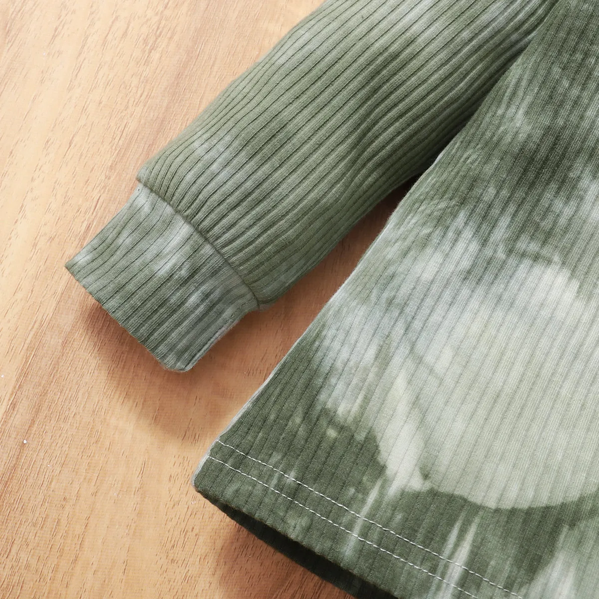 2-piece Toddler Girl/Boy Tie Dye Long-sleeve Ribbed Henley Shirt and Elasticized Pants Set