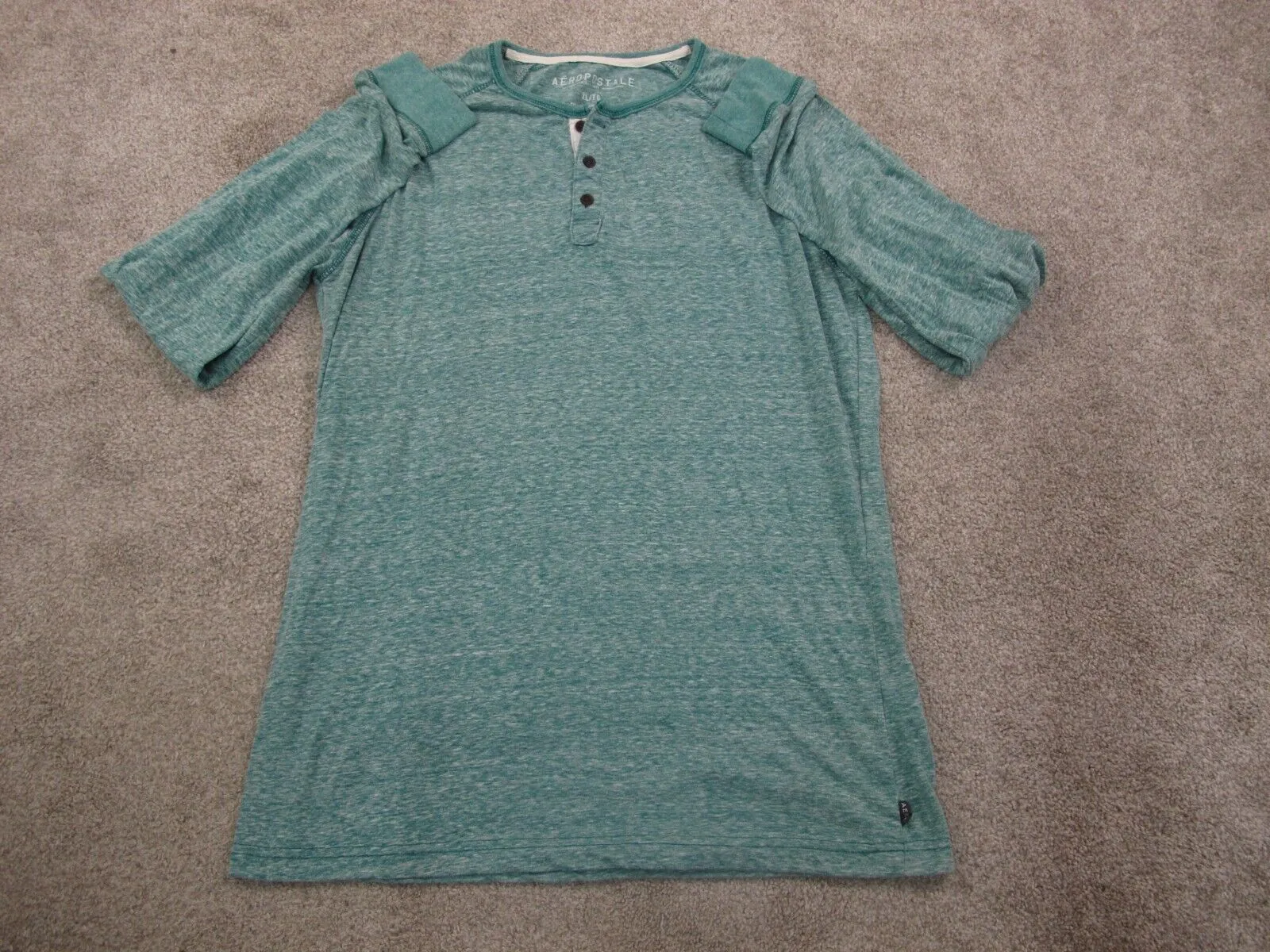 Aeropostale Henley T Shirt Top Long Sleeves Round Neck Light Blue Size X Large