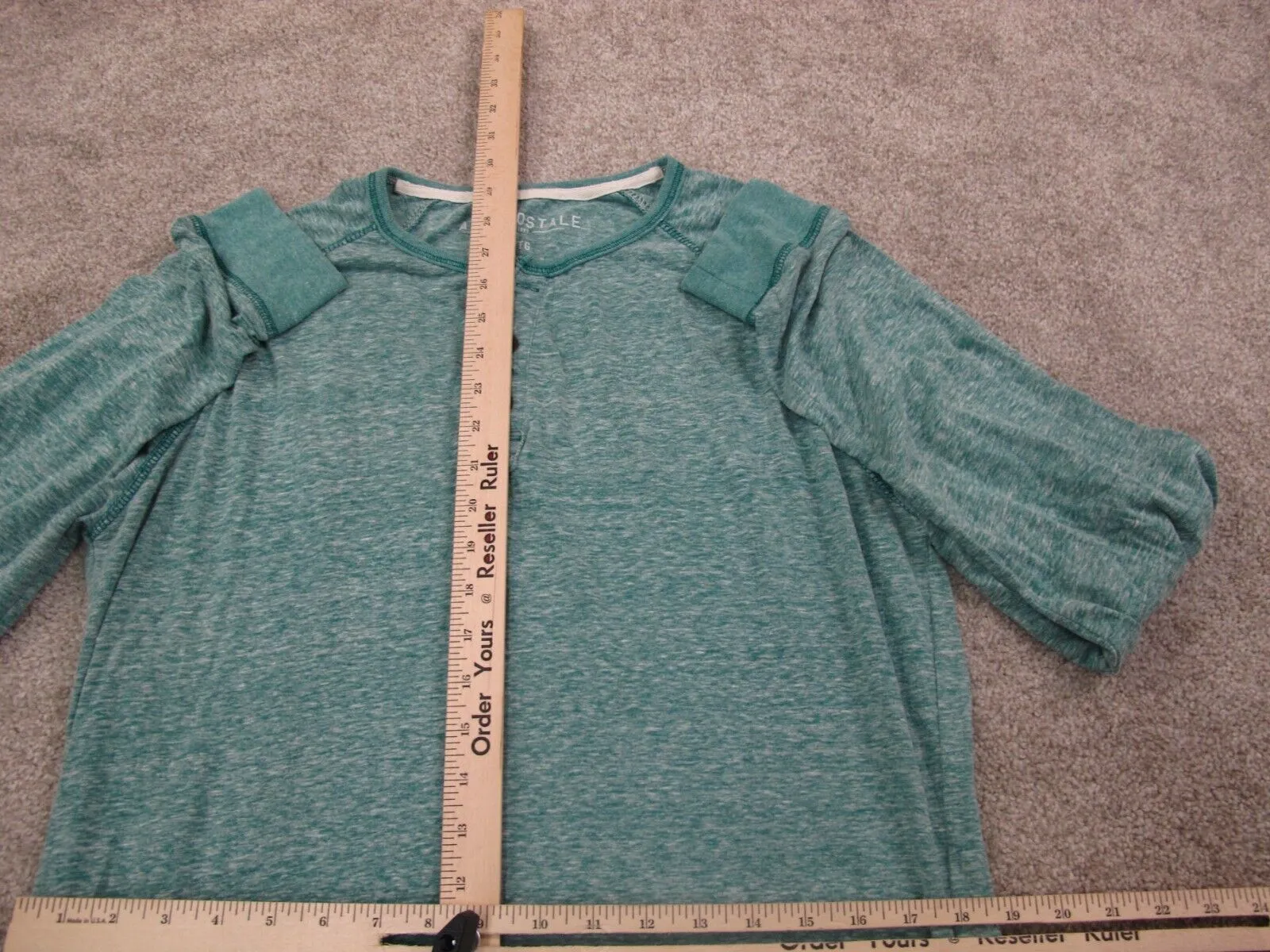 Aeropostale Henley T Shirt Top Long Sleeves Round Neck Light Blue Size X Large