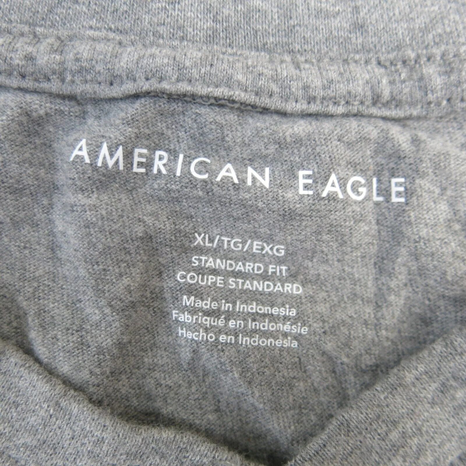 American Eagle Mens Henley T Shirt Standard Fit Short Sleeve Gray Size X Large
