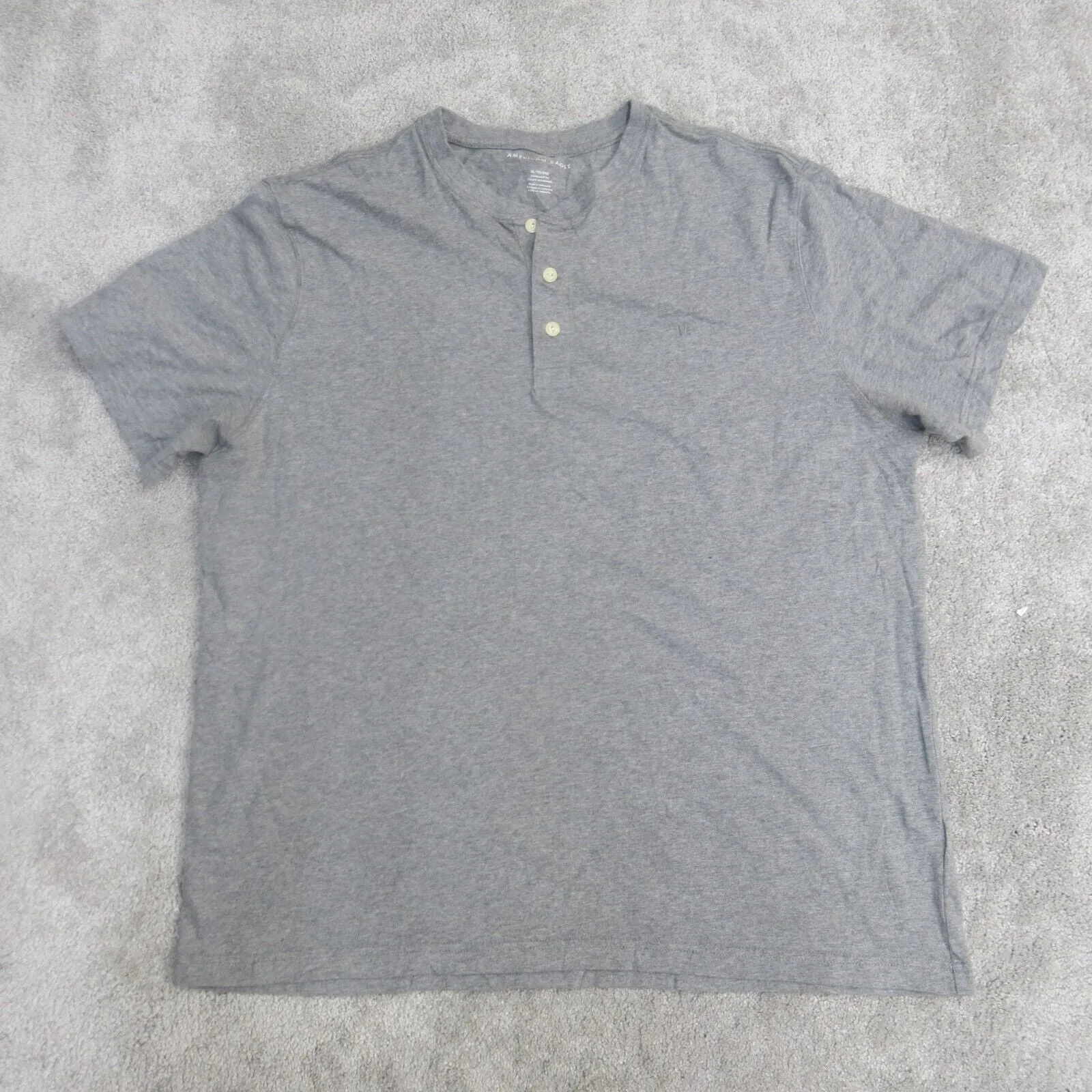 American Eagle Mens Henley T Shirt Standard Fit Short Sleeve Gray Size X Large
