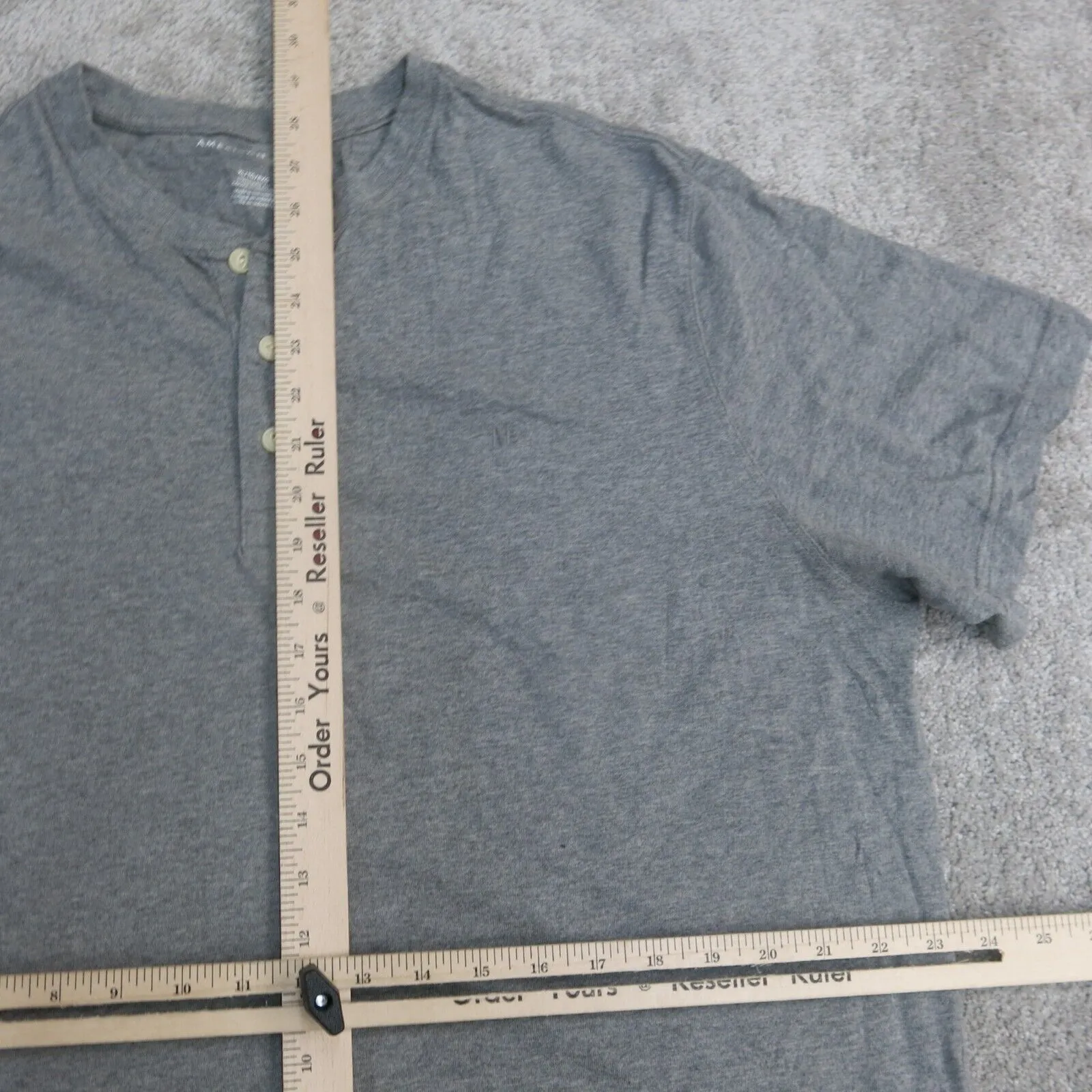 American Eagle Mens Henley T Shirt Standard Fit Short Sleeve Gray Size X Large