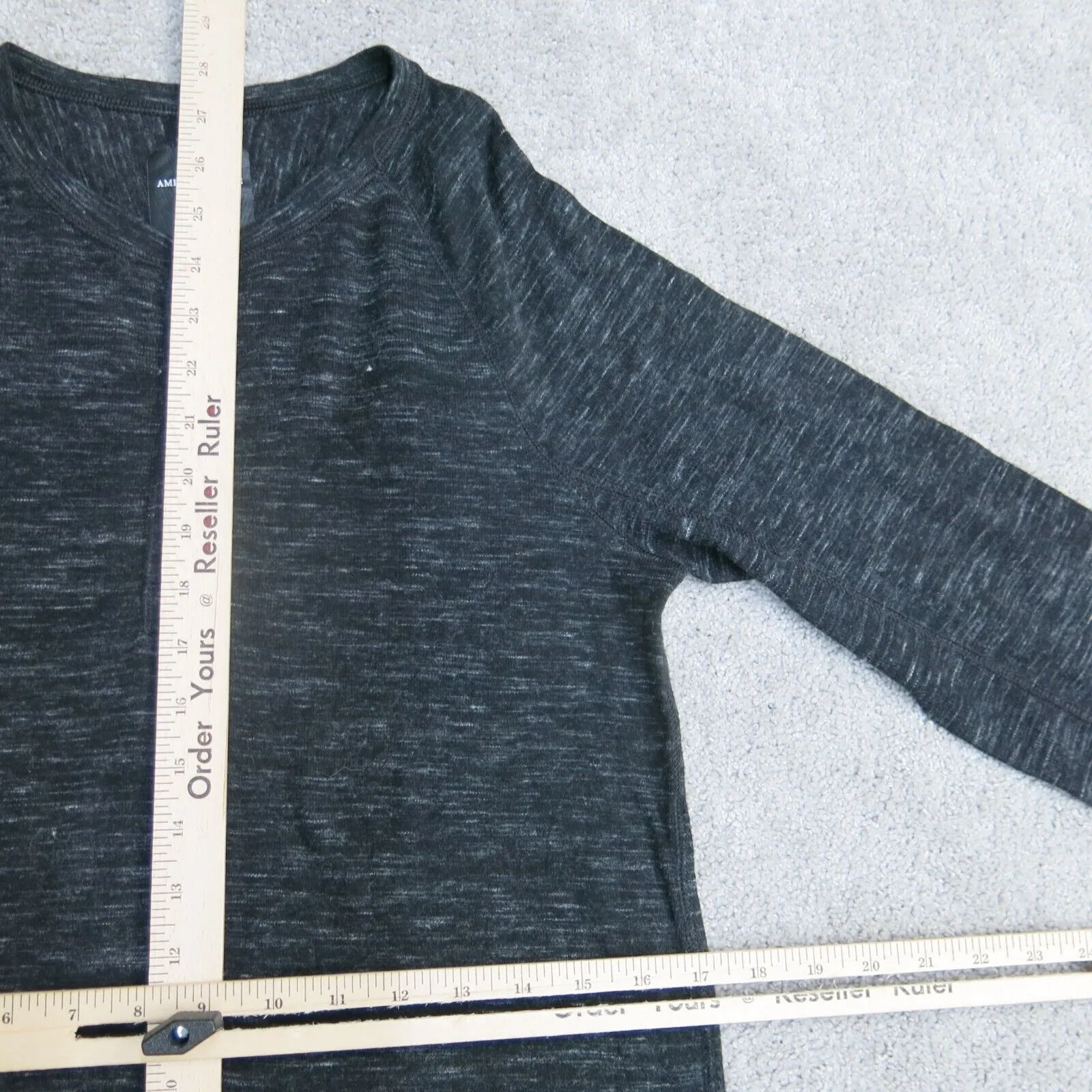 American Eagle Shirt Mens Small Black Long Sleeve Pullover Henley Tee Logo