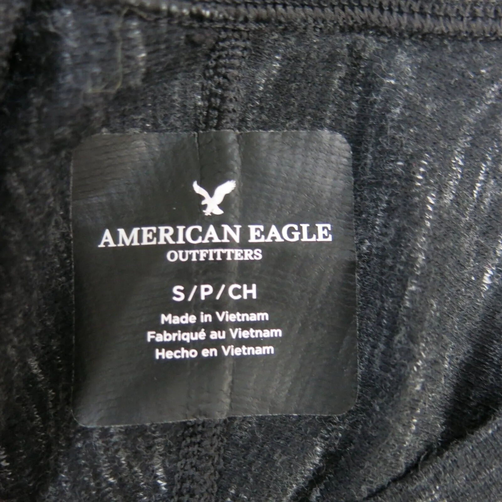 American Eagle Shirt Mens Small Black Long Sleeve Pullover Henley Tee Logo