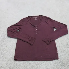 American Eagle Shirt Women Small Red Long Sleeve Pullover Henley Tee Soft & Sexy