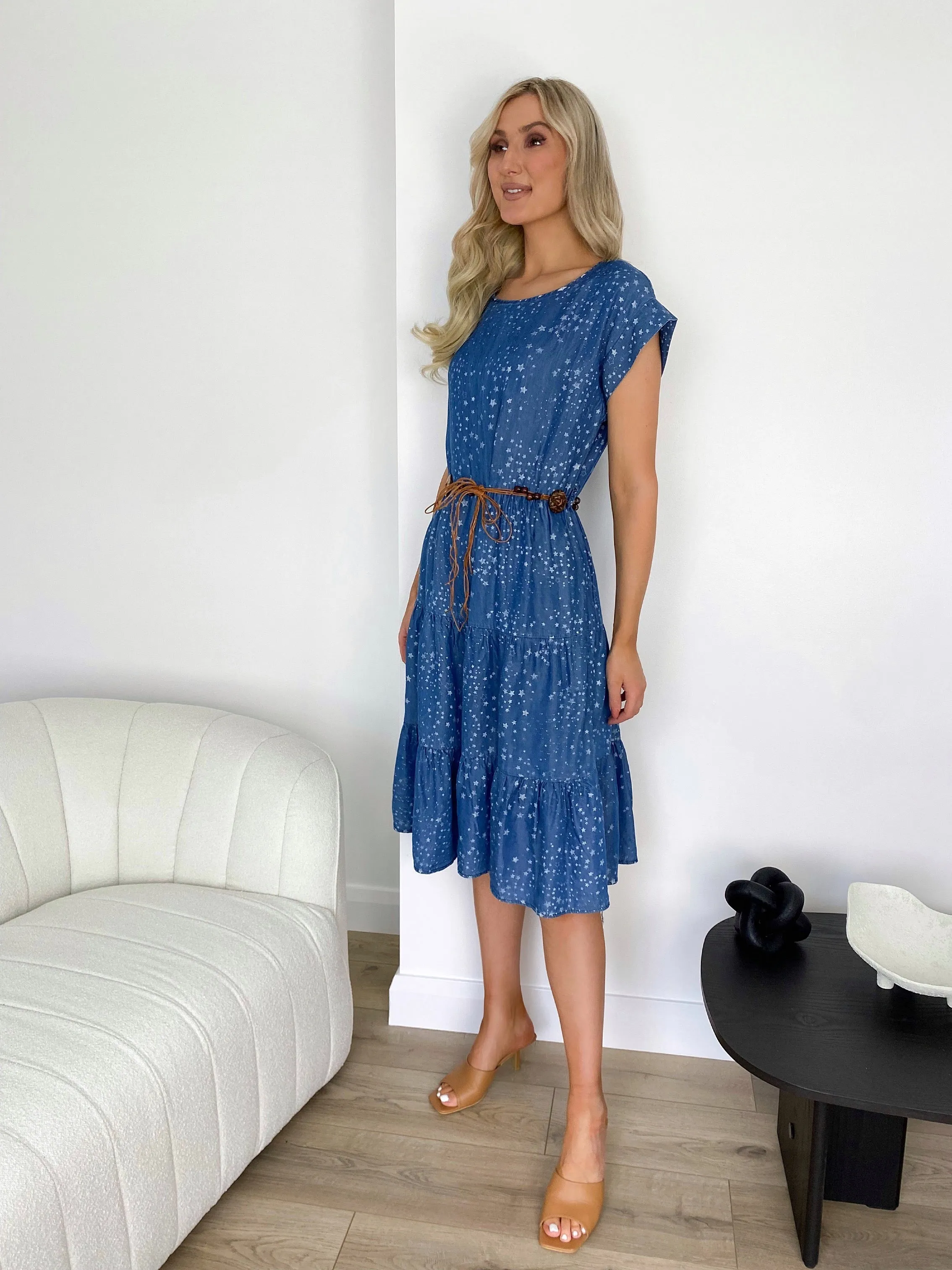 Andree dark  Denim Dress with Stars