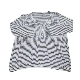 Ann Taylor Loft Womens Henley Blouse Top Half Sleeves Black White SZ Medium