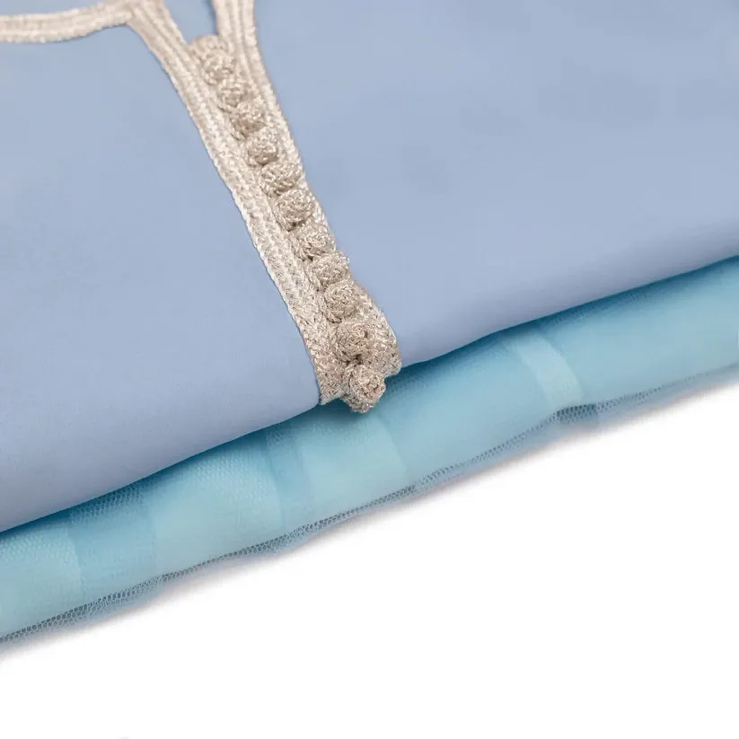 Aqua blue Moroccan kaftan for girls kids