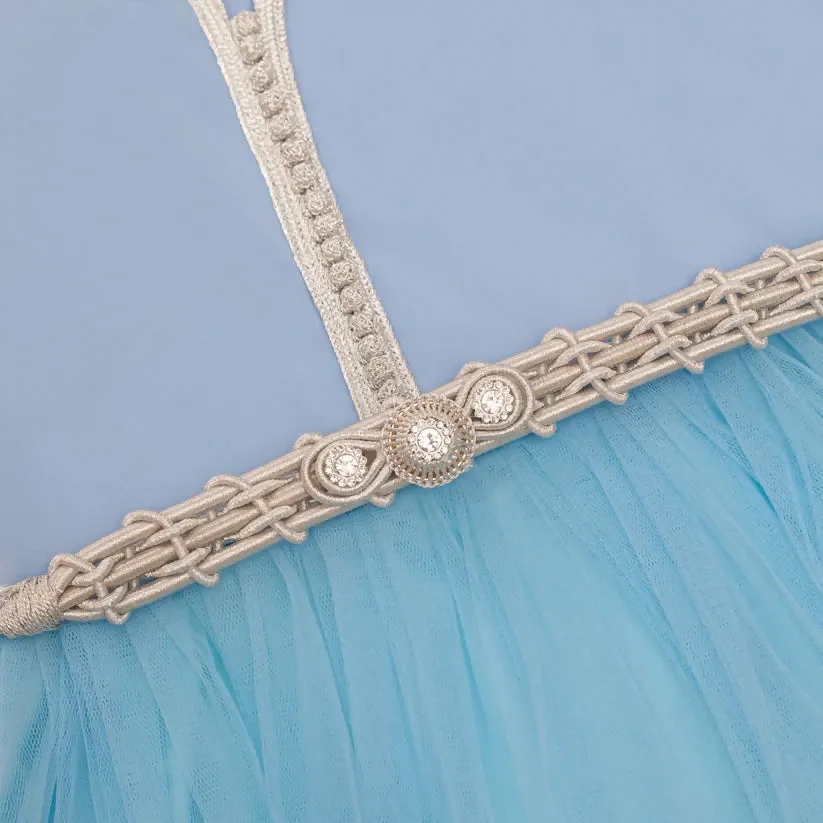 Aqua blue Moroccan kaftan for girls kids