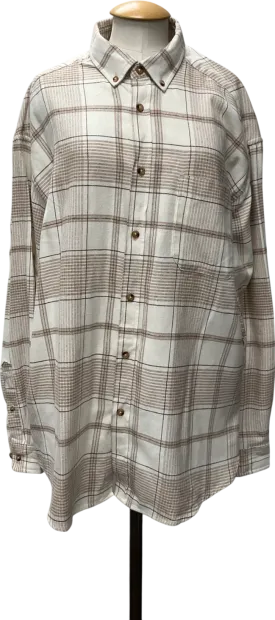 ASOS Cream Shirt In Neutral Check With Badge Detail UK L