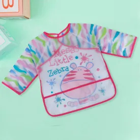 Baby Moo Messy Lil Zebra Long Sleeves Waterproof Wear Me Bib - Pink
