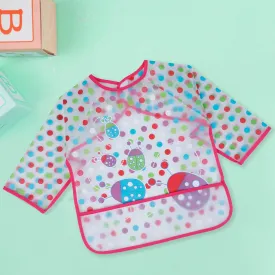 Baby Moo Polka Dots And Bugs Long Sleeves Waterproof Wear Me Bib - Pink