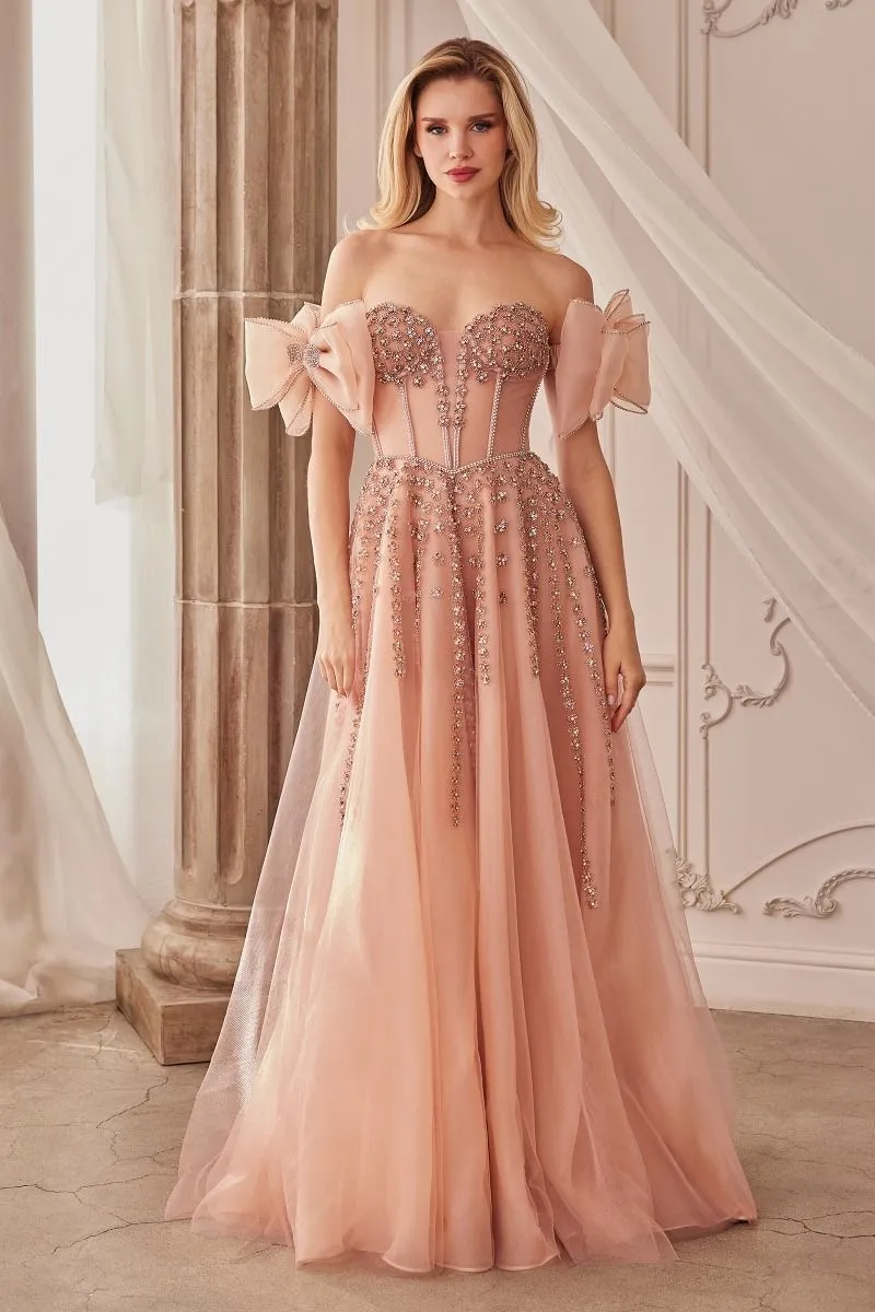 Beaded Strapless V-Neckline Formal Evening Gown by Andrea & Leo Couture - A1338 - Special Occasion