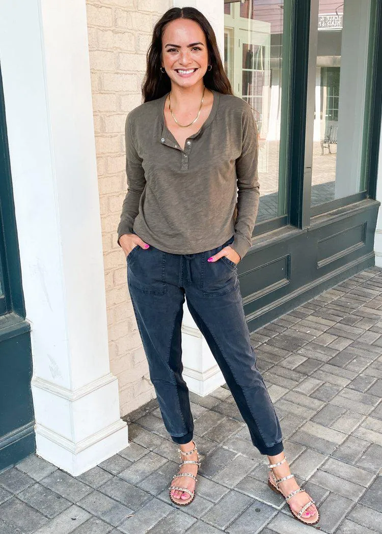Bobi Cropped Henley Tee-***FINAL SALE*** ***EXTRA 25% OFF**