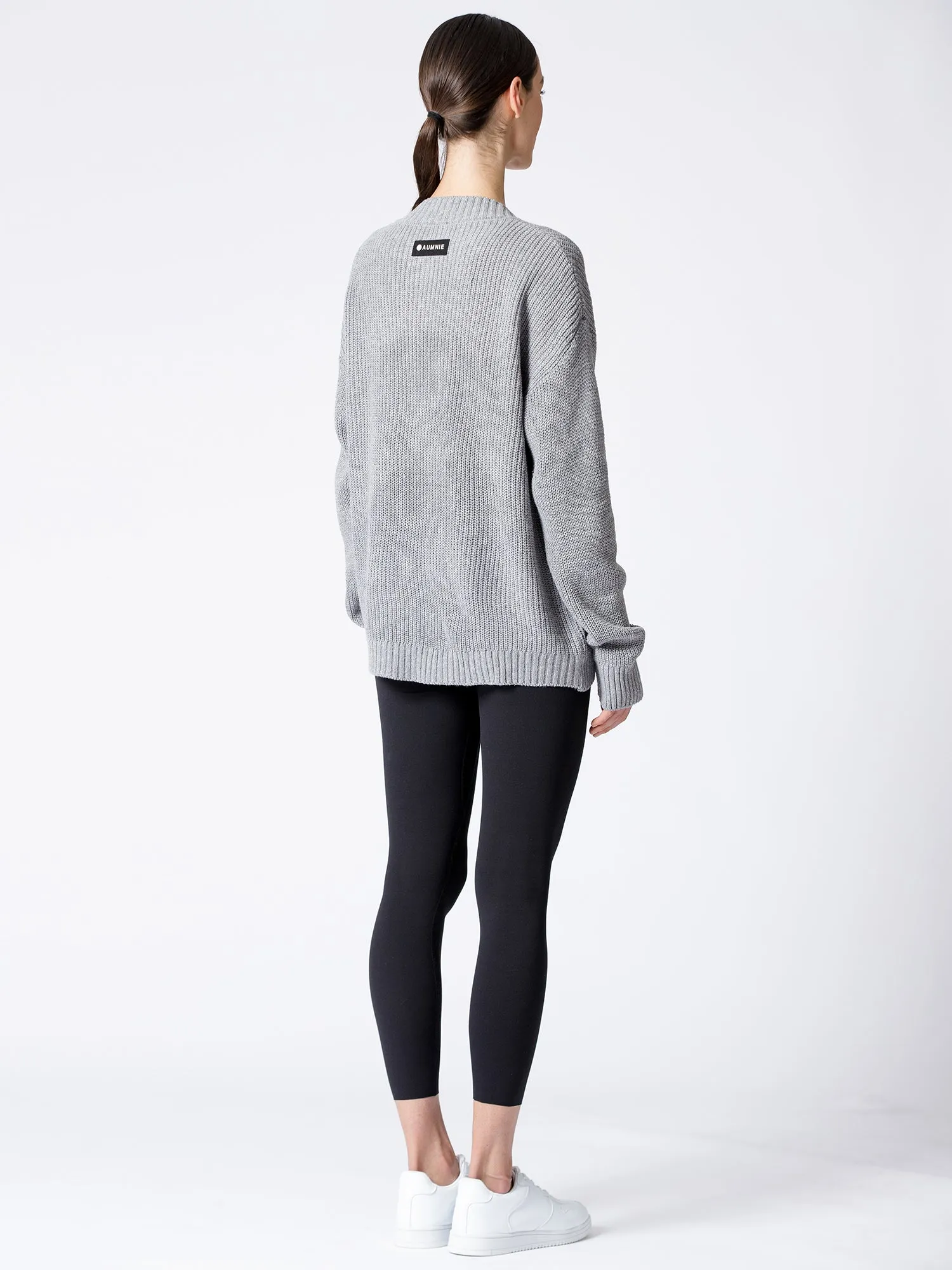 BOYFRIEND FIT KNIT CARDIGAN, LIGHT GREY
