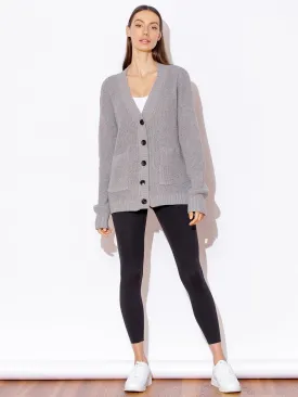 BOYFRIEND FIT KNIT CARDIGAN, LIGHT GREY