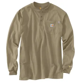 Carhartt Men's Khaki Flame-Resistant Carhartt Force Cotton L/S Henley