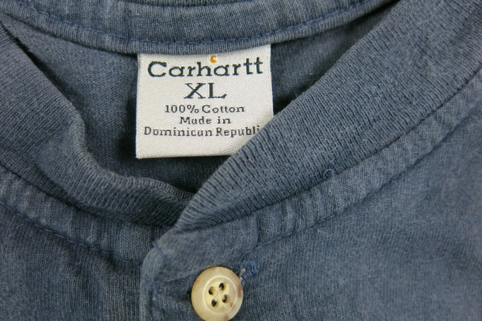 Carhartt Shirt Men X Large Blue Original Fit Long Sleeve Henley Tee Chest Pocket