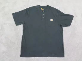Carhartt Shirt Mens Large Black Henley Original Fit Short Sleeve Pocket Outdoors