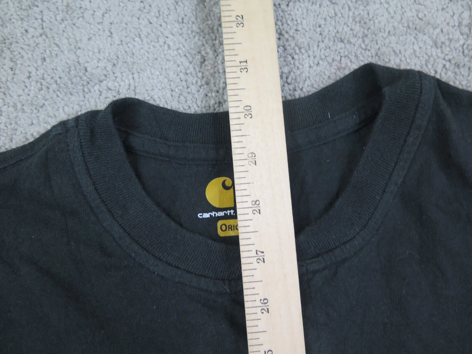 Carhartt Shirt Mens Large Black Henley Original Fit Short Sleeve Pocket Outdoors