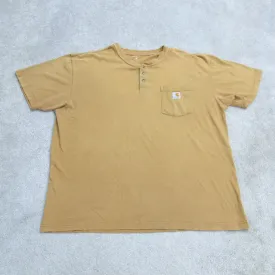 Carhartt Shirt Mens XL Khaki Henley Tee Pocket Short Sleeve Casual Lightweight