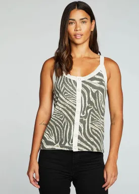Chaser Recycled Vintage Zebra Print Tank-***