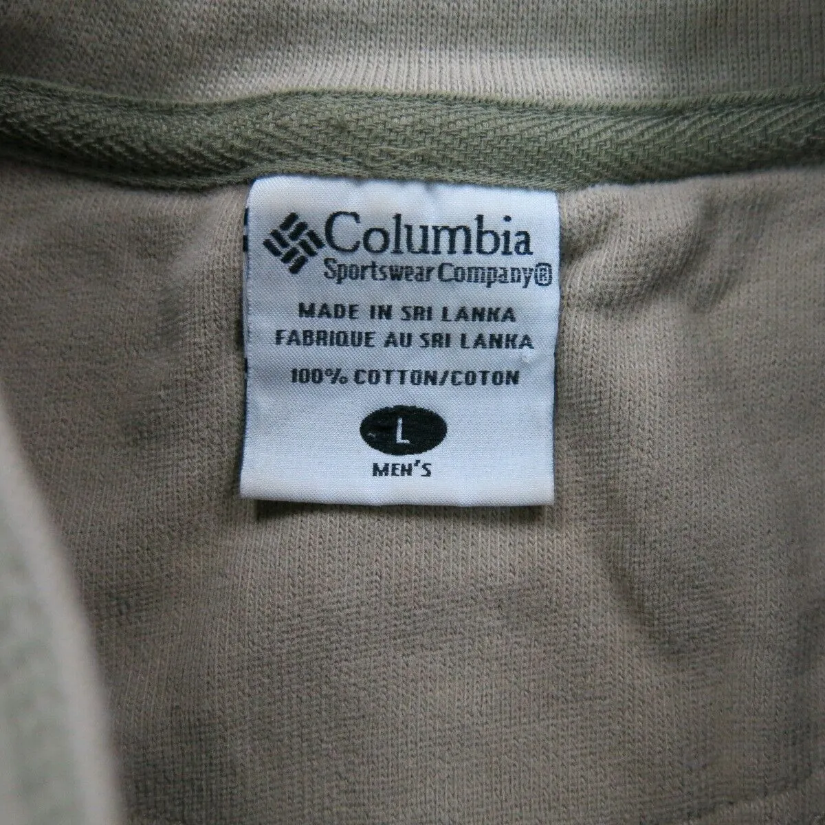 Columbia Sportswear Mens Henley Shirt Long Sleeve 100% Cotton Beige Sizer Large