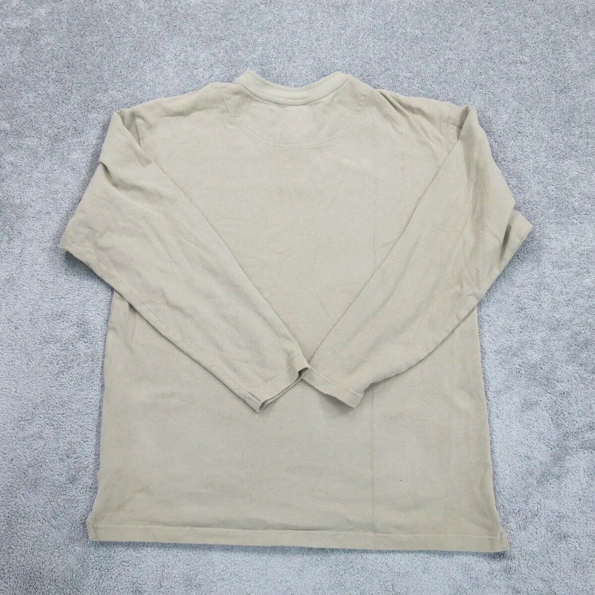Columbia Sportswear Mens Henley Shirt Long Sleeve 100% Cotton Beige Sizer Large