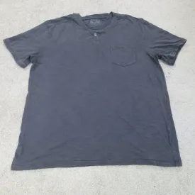 Converse All Star Shirt Mens Gray XL Henley Neck Tee Short Sleeve Pocket Outdoor