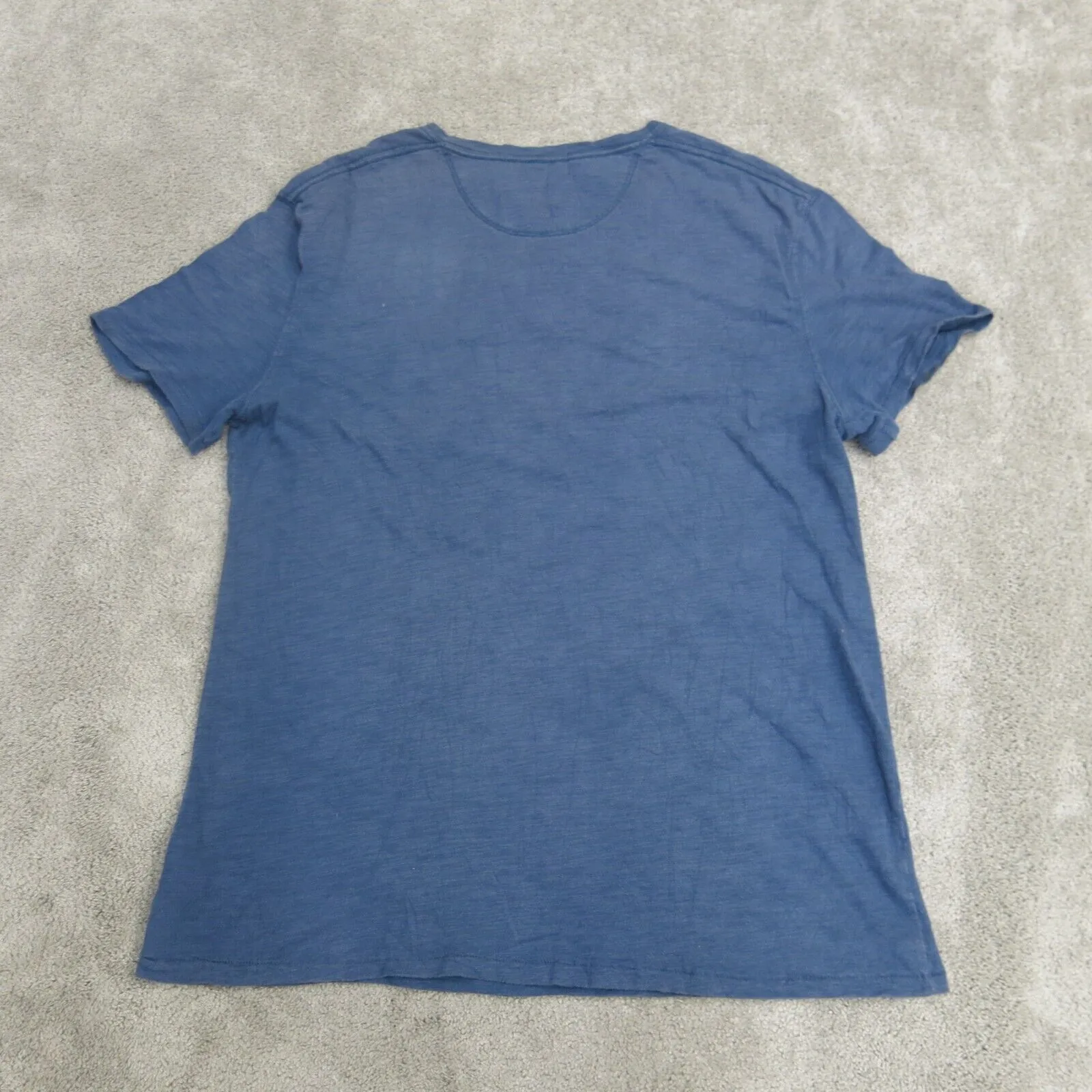 Converse One Star Shirt Mens Large Blue Cap Sleeve Henley Neck Tee Casual Pocket