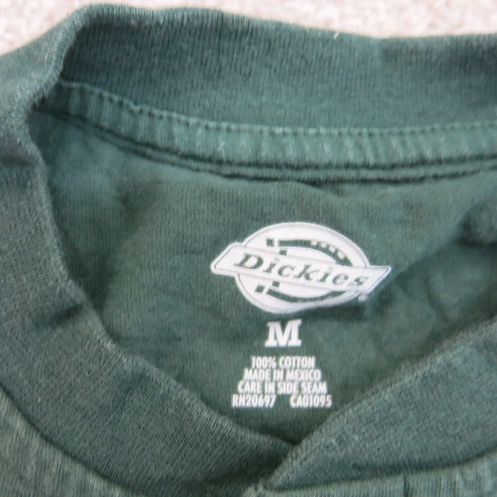 Dickies Shirt Mens Medium Green 100% Cotton Henley Neck Tee Workwear Long Sleeve