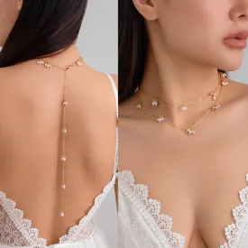 Double Layered Pearl Tassel Necklace