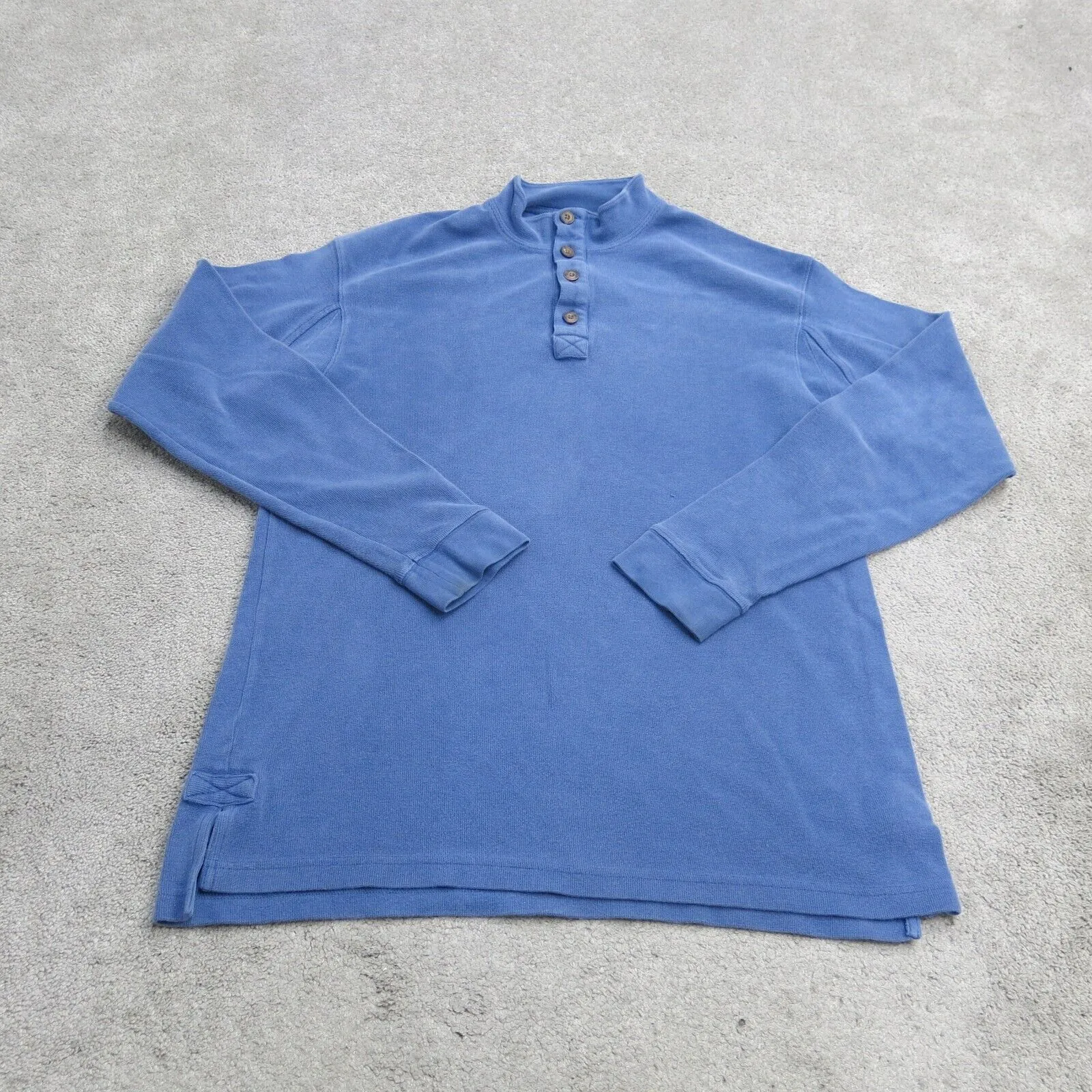 Duluth Shirt Men M Blue Long Sleeve Lightweight Outdoor Henley Tee Cotton Casual