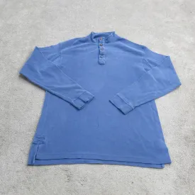 Duluth Shirt Men M Blue Long Sleeve Lightweight Outdoor Henley Tee Cotton Casual
