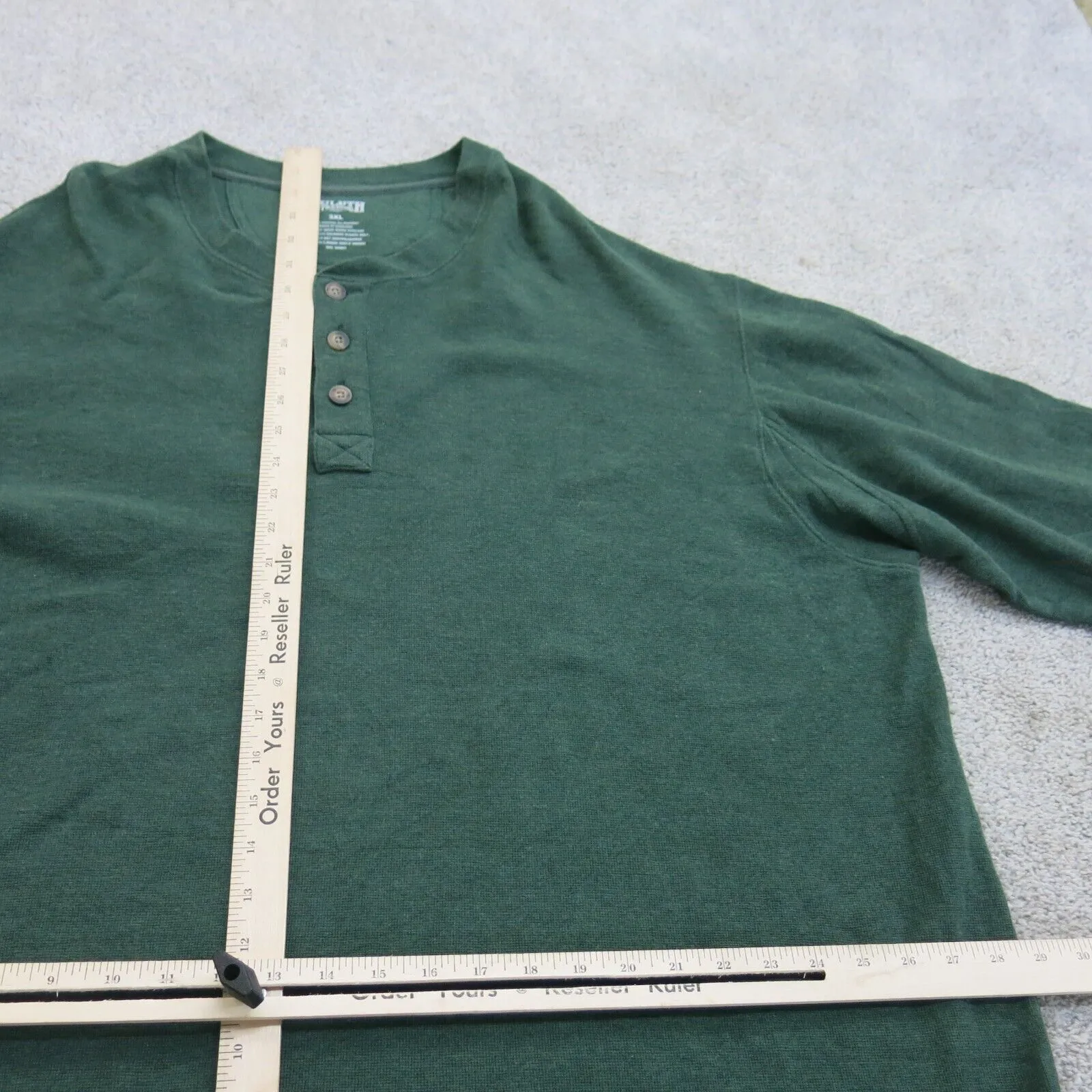 Duluth Trading Shirt Mens 3XL Green Henley Tee Long Sleeve Outdoor Lightweight