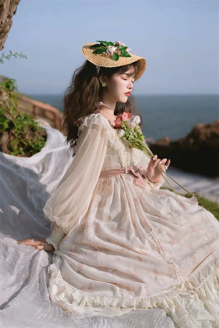 Elegant Lolita Dress Long-Sleeved Beige Dress
