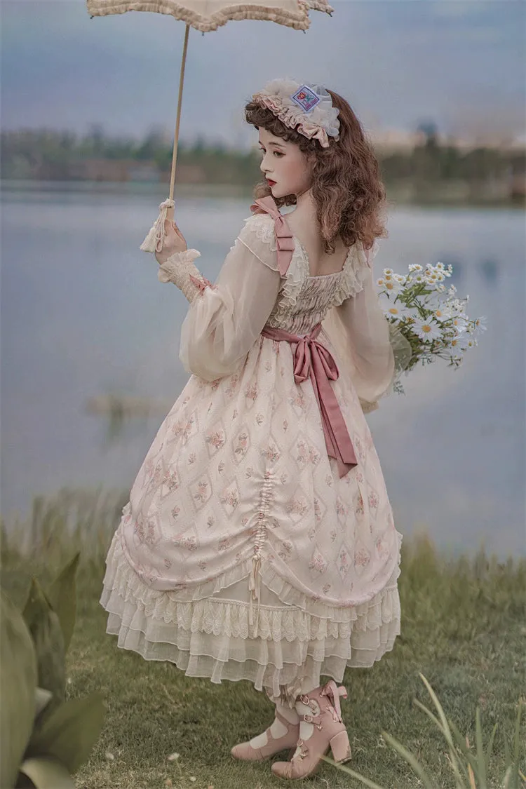 Elegant Lolita Dress Long-Sleeved Beige Dress