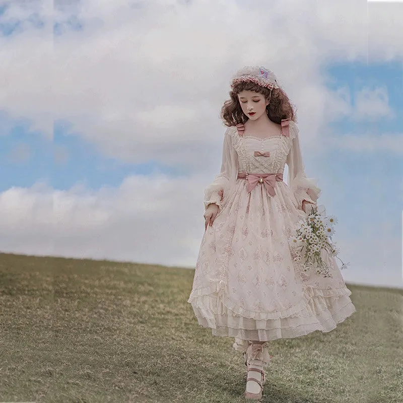 Elegant Lolita Dress Long-Sleeved Beige Dress