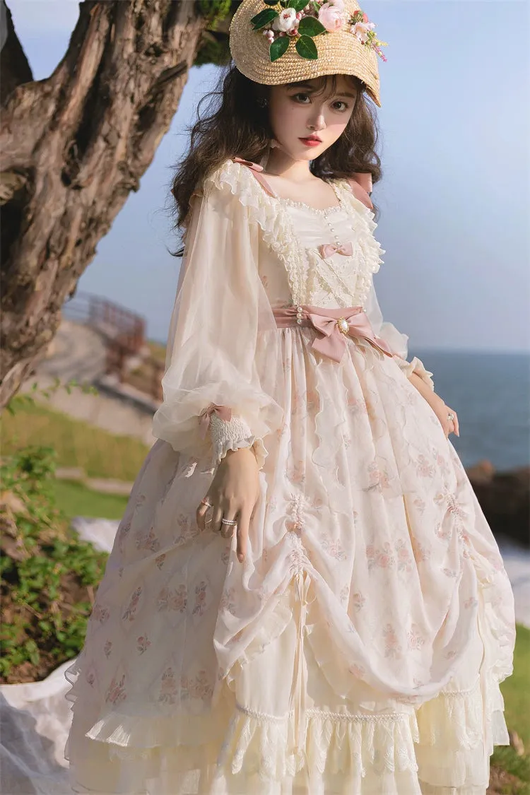 Elegant Lolita Dress Long-Sleeved Beige Dress