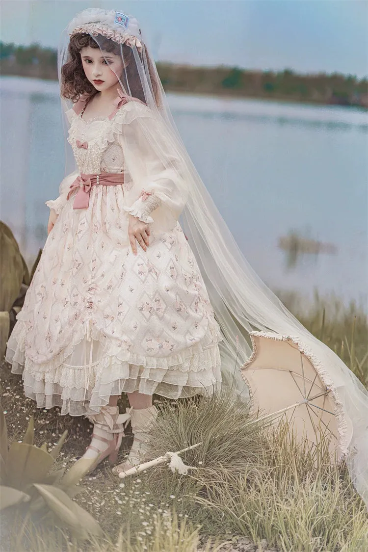 Elegant Lolita Dress Long-Sleeved Beige Dress