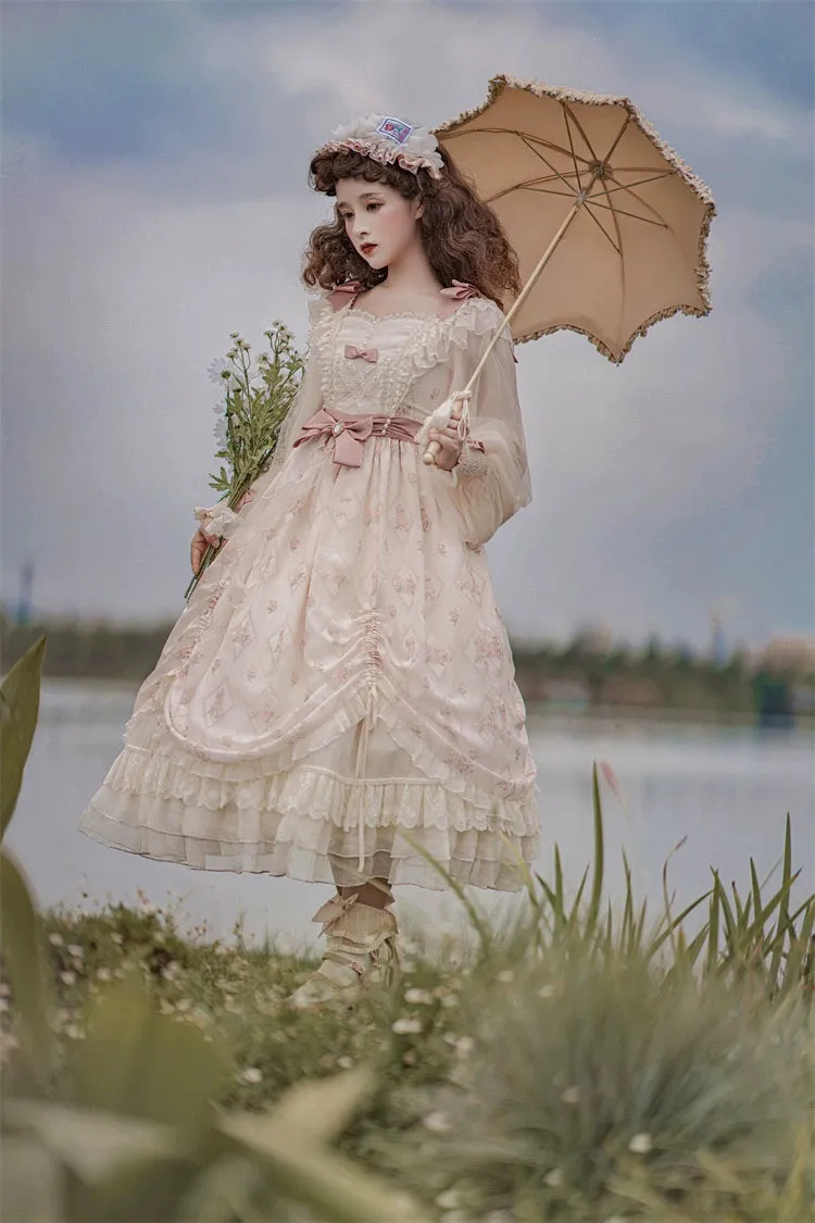 Elegant Lolita Dress Long-Sleeved Beige Dress