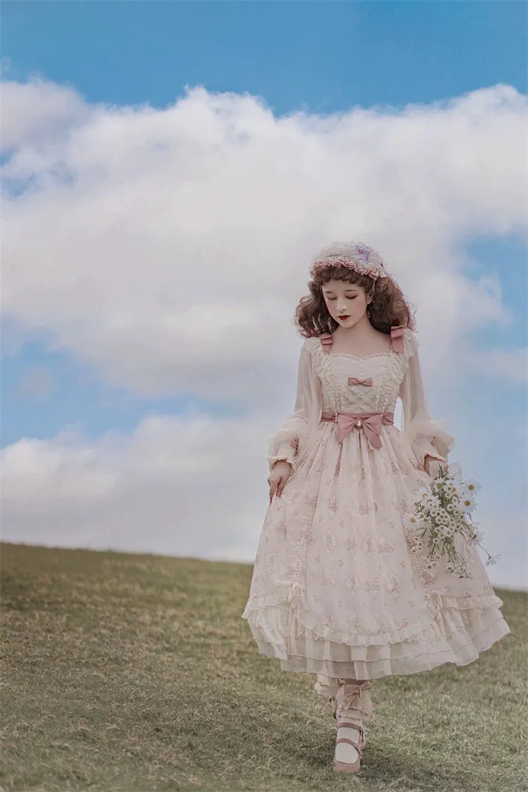 Elegant Lolita Dress Long-Sleeved Beige Dress