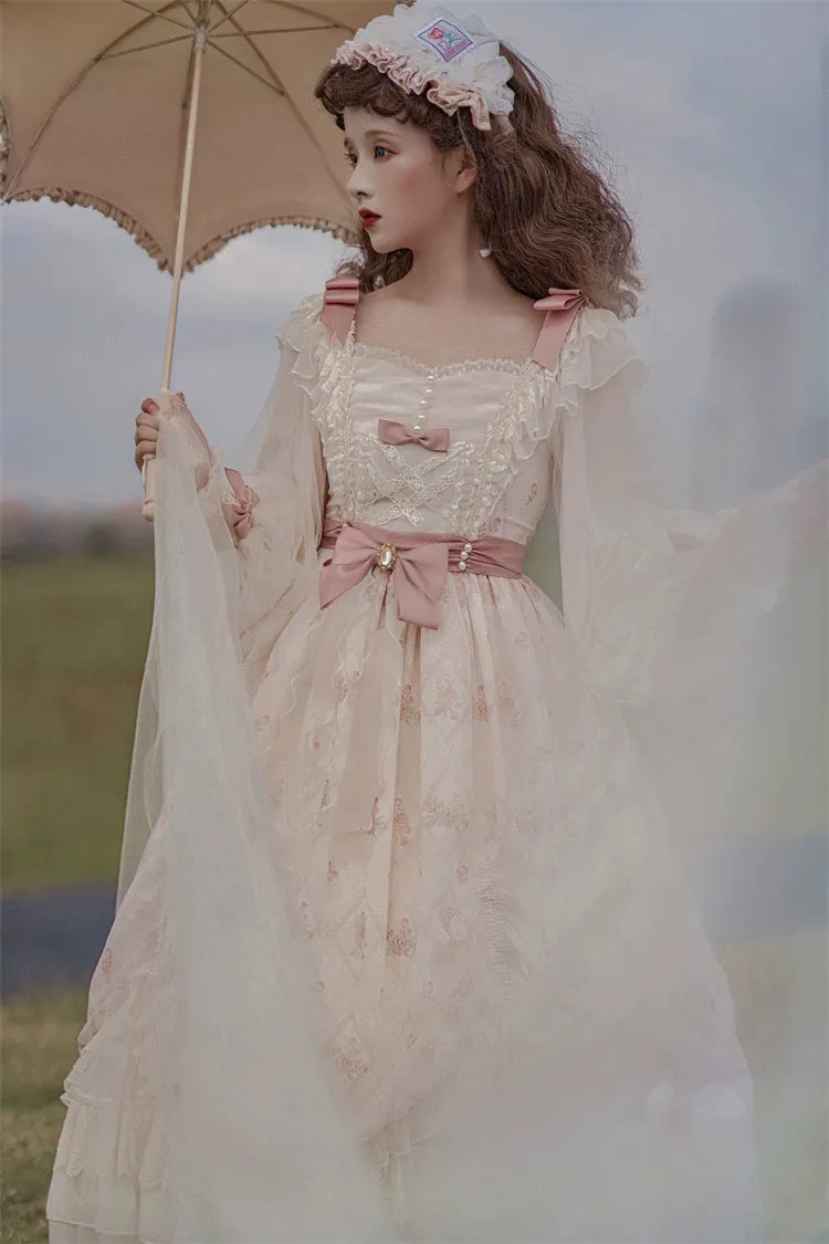 Elegant Lolita Dress Long-Sleeved Beige Dress