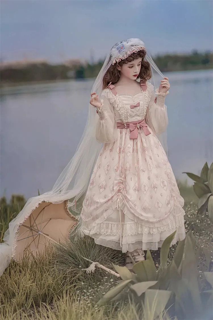 Elegant Lolita Dress Long-Sleeved Beige Dress