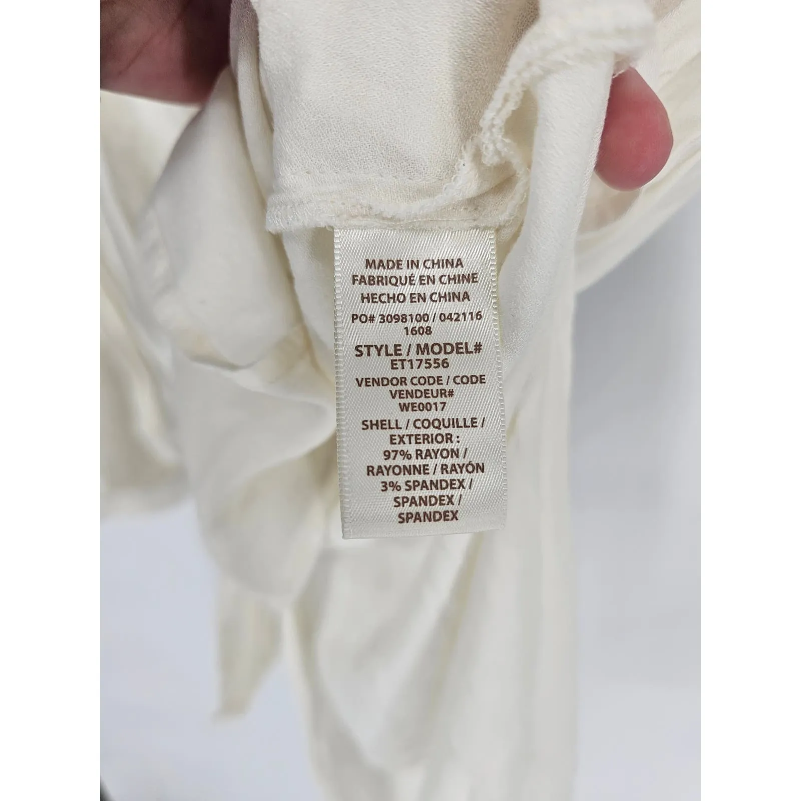 Ella Moss Womens Sz S High Low Long Sleeve Tunic Top Ivory Bow Front
