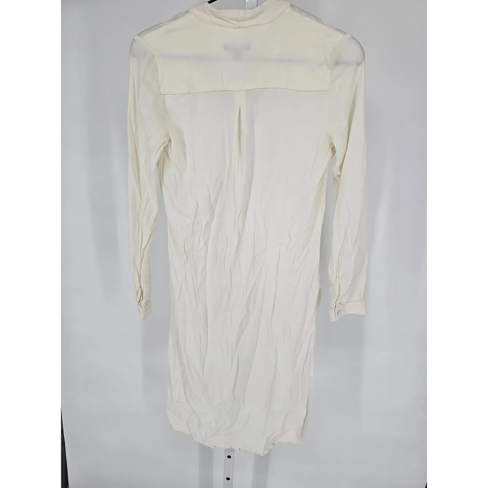 Ella Moss Womens Sz S High Low Long Sleeve Tunic Top Ivory Bow Front