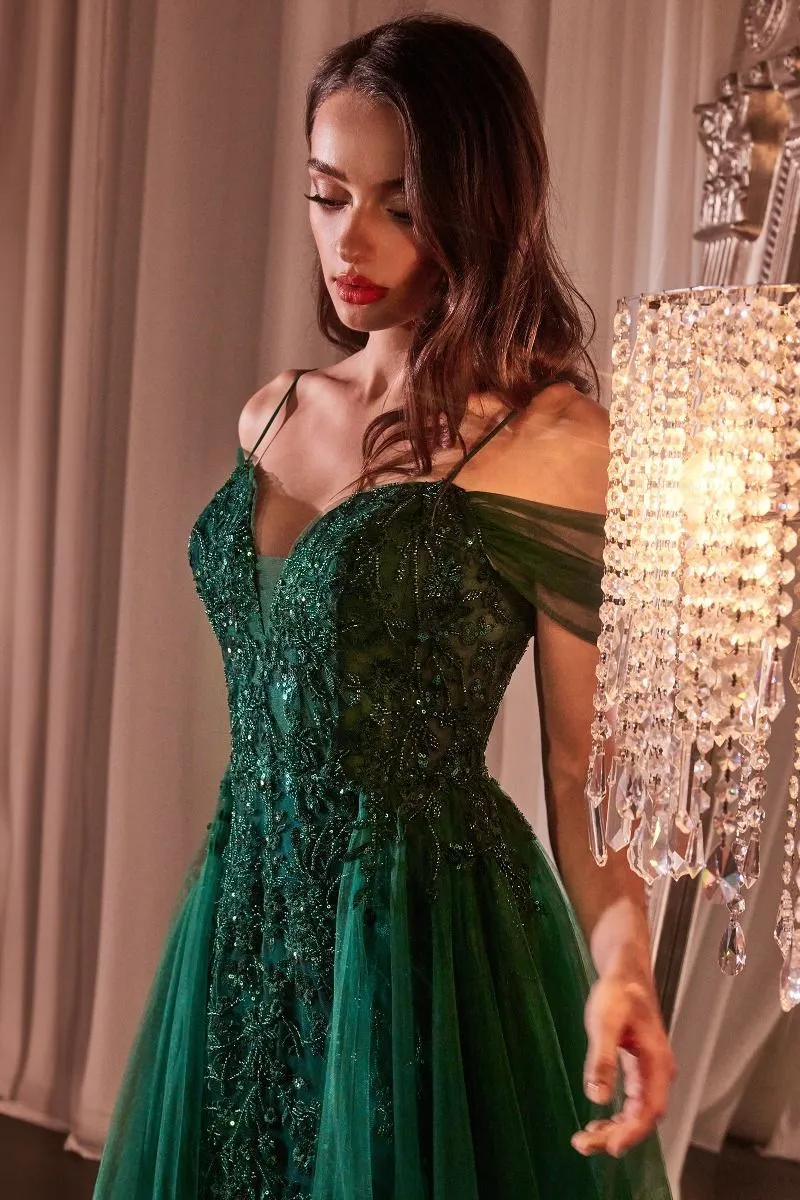 Embellished Off The Shoulder Sequin Gown by Cinderella Divine SF009 - Special Occasion/Curves
