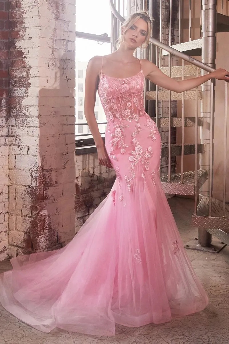 Embellished Pastel Mermaid Gown by Cinderella Divine D145 - Special Occasion